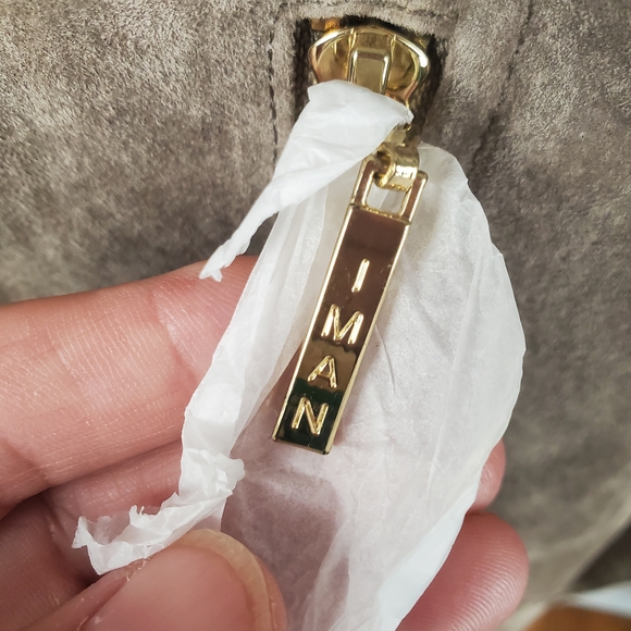 NWT IMAN Women's Taupe Leather Jacket. XL. Platinum Collection - Picture 7 of 11